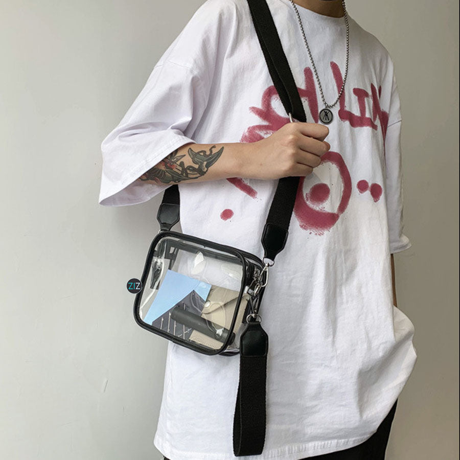 Túi đeo chéo Nam Nữ trong suốt cá tính, Cặp chéo vuông mini – ZiZoou Store  - Streetwear