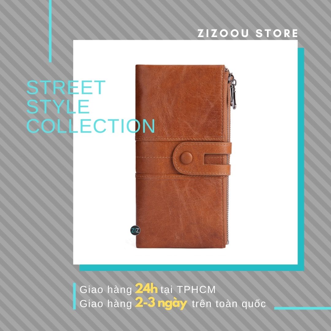 Ví đứng Nam Nữ cầm tay - European Style [Classic Slim Design] - Brown Version - ZiZoou Store - Streetwear