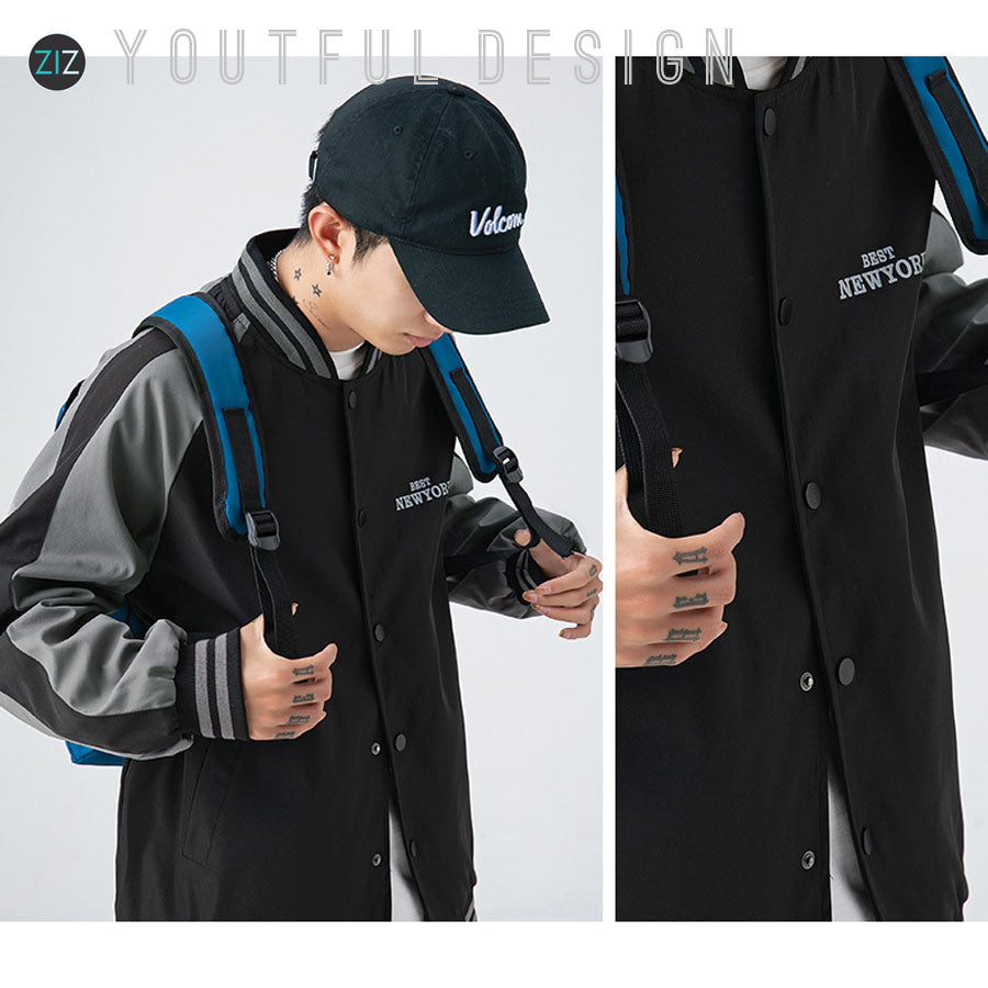 Áo bomber nam nữ màu đen xám, nút bấm phía trước, mang phong cách trẻ trung, hiện đại, lý tưởng cho thời trang đường phố