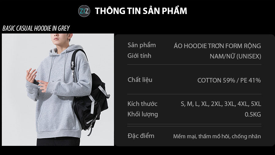 Áo khoác Hoodie Nam Nữ form rộng với mũ có dây rút, kiểu dáng trẻ trung, vải nỉ da cá mềm mát, mặc đi học, đi chơi, đi làm