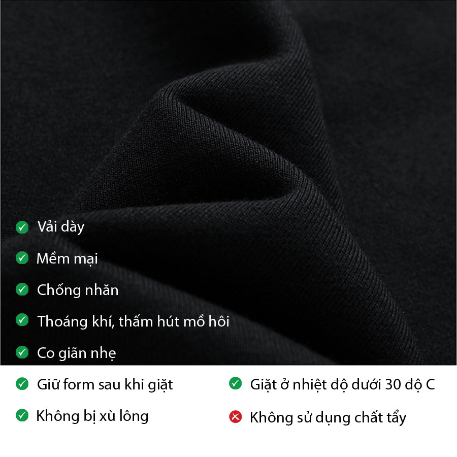 Áo khoác hoodie vải nỉ da cá mềm mát, có thể mặc quanh năm, không bị bay màu hoặc mất form sau khi giặt