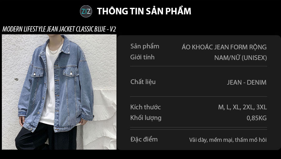 Áo Jeans Nam Nữ oversize thời trang Hàn Quốc, phối cùng áo thun trắng và quần jogger tạo set đồ đường phố phong cách cá tính