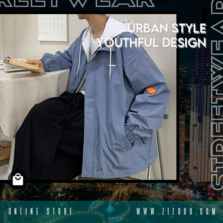 Áo khoác hot trend hiện nay, thiết kế streetwear bo tay, vải dù 2 lớp chống gió nhẹ, màu xanh pastel trẻ trung dễ phối đồ