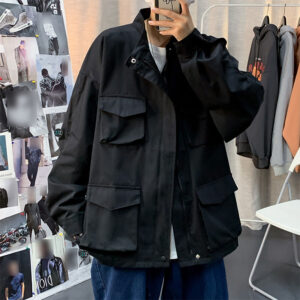 Áo khoác Nam Nữ cá tính oversize đen, phong cách đường phố, thiết kế unisex với 4 túi tiện dụng, dễ phối đồ đi học, du lịch