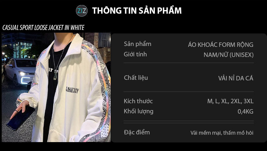 Áo khoác đẹp Nam Nữ unisex form rộng, màu trắng phối với họa tiết cá tính ở tay áo, túi trước tiện lợi, vải nỉ da cá cao cấp