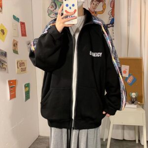 Áo khoác Nam Nữ form rộng cá tính oversize, chất nỉ da cá mềm mại thoáng mát, có họa tiết hoa văn tay áo nổi bật phong cách