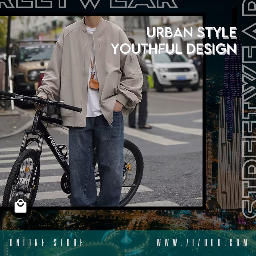 Áo gió nam nữ đẹp phong cách streetwear màu be, tay bo thoải mái, dễ dàng phối với áo thun và quần jean khi đi học, đi làm