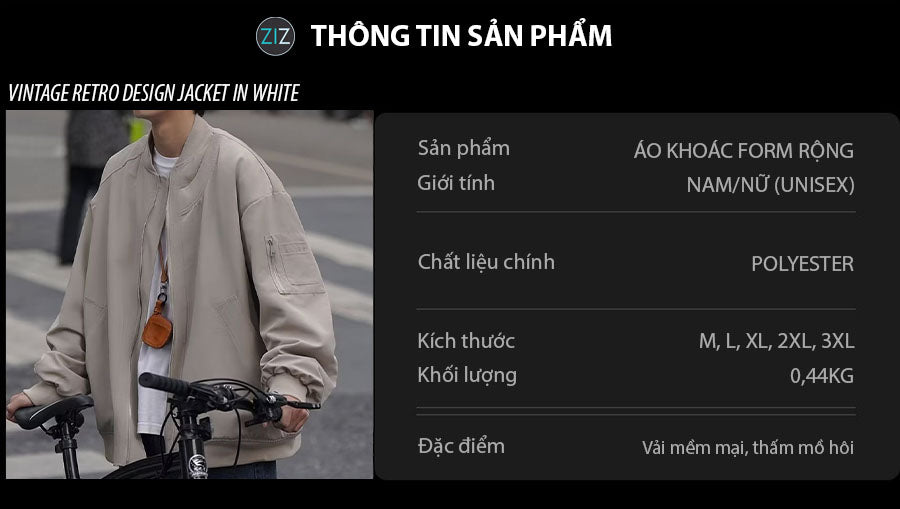 Áo Jacket đẹp Nam Nữ form rộng oversize với cổ tròn, tay bo nhẹ, thiết kế unisex phong cách thời trang streetwear cá tính
