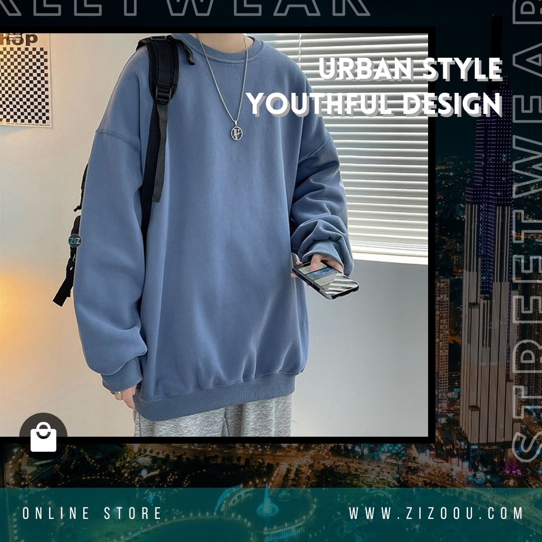 Áo sweater form rộng oversized, tông xanh nhạt pastel, đường bo gấu chắc chắn, kiểu dáng trẻ trung giúp bạn tự tin phối đồ