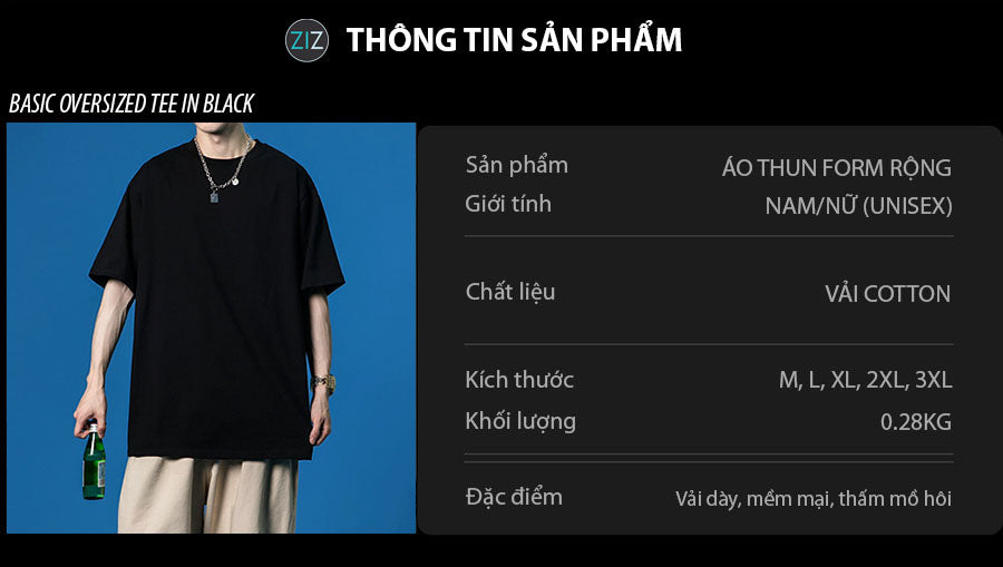 Áo form rộng Nam Nữ cá tính, thiết kế trơn basic với cổ tròn cổ điển, tạo cảm giác dễ chịu thoải mái, phù hợp đi học đi chơi