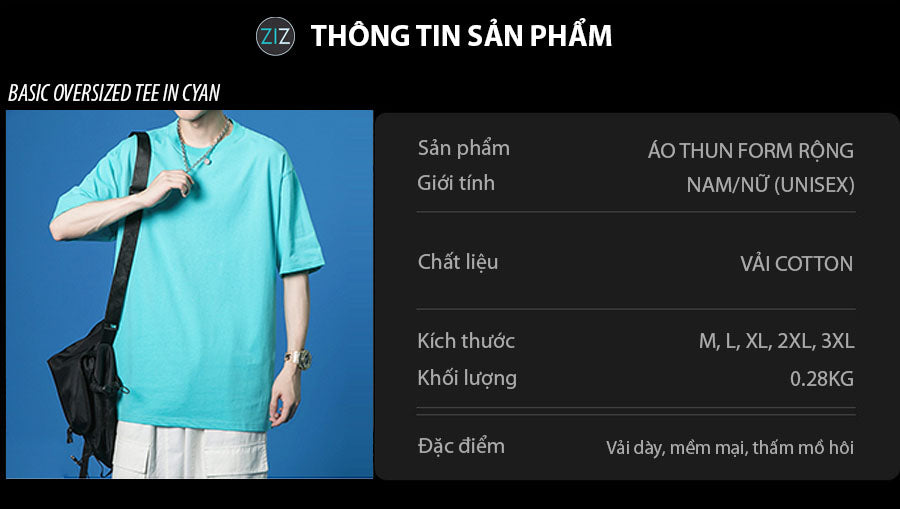 Áo unisex form rộng màu xanh biển nhạt, cổ tròn, tay ngắn, thiết kế trơn đơn giản, lý tưởng để mặc đi học, đi chơi, du lịch