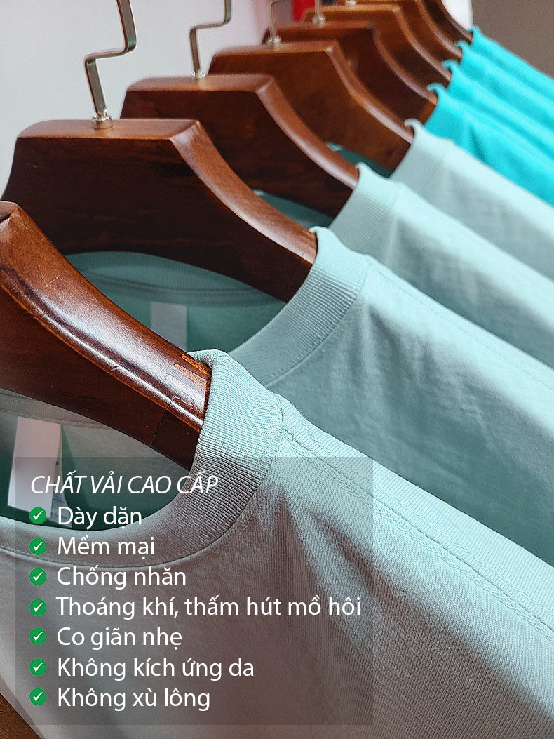 Áo thun oversize xanh nhạt tay ngắn, thiết kế áo trơn phong cách đơn giản nhưng cá tính, dễ dàng phối đồ, mặc đi học đi chơi