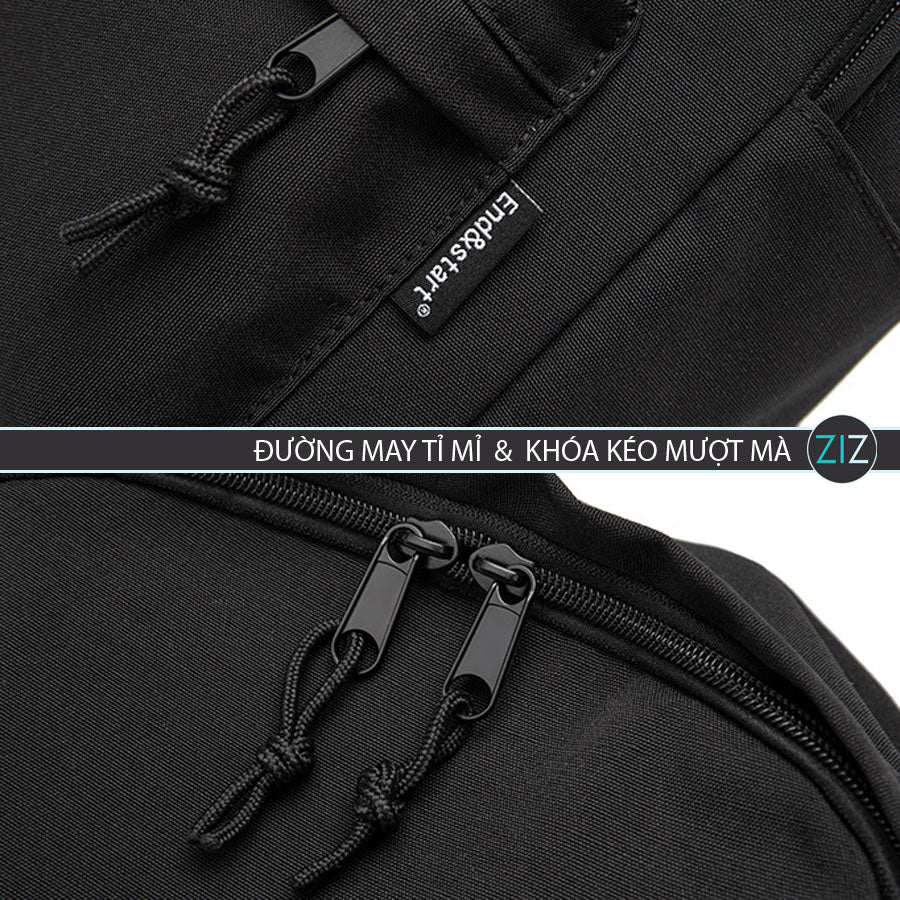 Balo đen phong cách đơn giản, vải oxford dày dặn, khóa kéo zip mượt mà