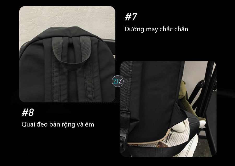 Ba lô vải bền, quai đeo êm ái, đường chỉ may chắc chắn tỉ mỉ, mang được nhiều đồ, phù hợp học sinh, sinh viên, người đi làm