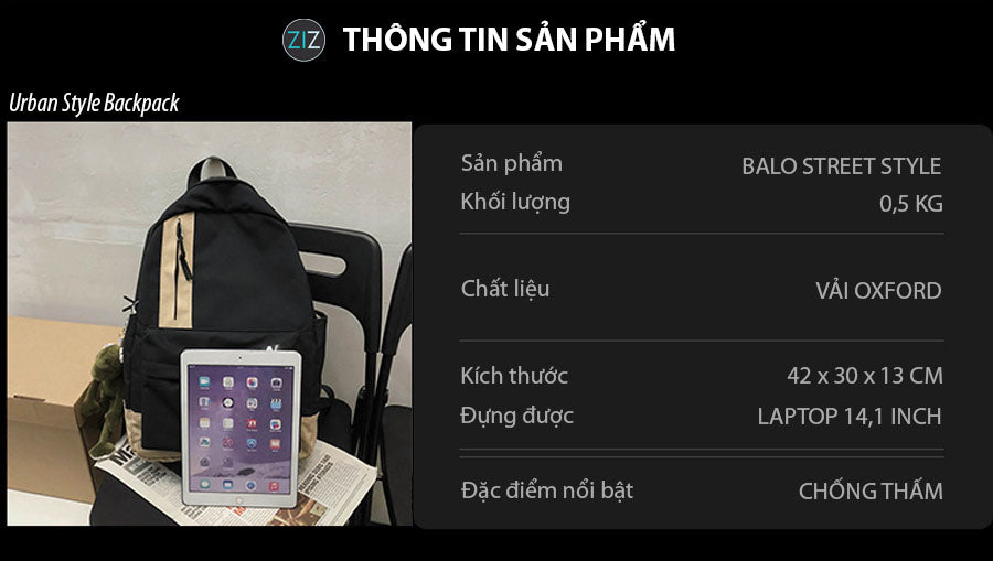 Balo hot thời trang Hàn Quốc, có ngăn chứa rộng đựng laptop 14 inch, thiết kế phù hợp cho học sinh, sinh viên, người đi làm