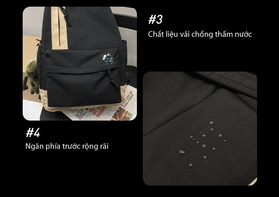 Cặp sách phong cách hiện đại, chất liệu chống nước nhẹ, nhiều ngăn phụ tiện lợi, được thiết kế để dễ dàng mang theo nhiều đồ