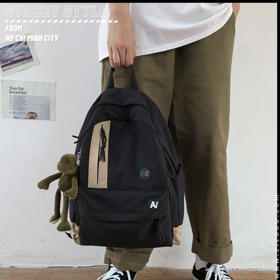 Thiết kế balo nam nữ phong cách hiện đại thời thượng, màu đen basic dễ phối đồ, phù hợp sử dụng đi học, đi làm, hoặc du lịch