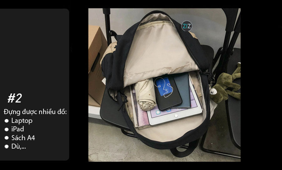 Cặp đi học màu đen đẹp thời trang Hàn Quốc, móc khóa treo trang trí thêm cá tính, chứa được nhiều đồ như laptop, sách vở A4