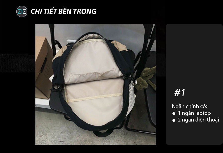 Ba lô rộng rãi, ngăn chính có thể chứa laptop 14 inch, khóa kéo mượt mà, thiết kế trẻ trung và năng động, dễ dàng phối đồ