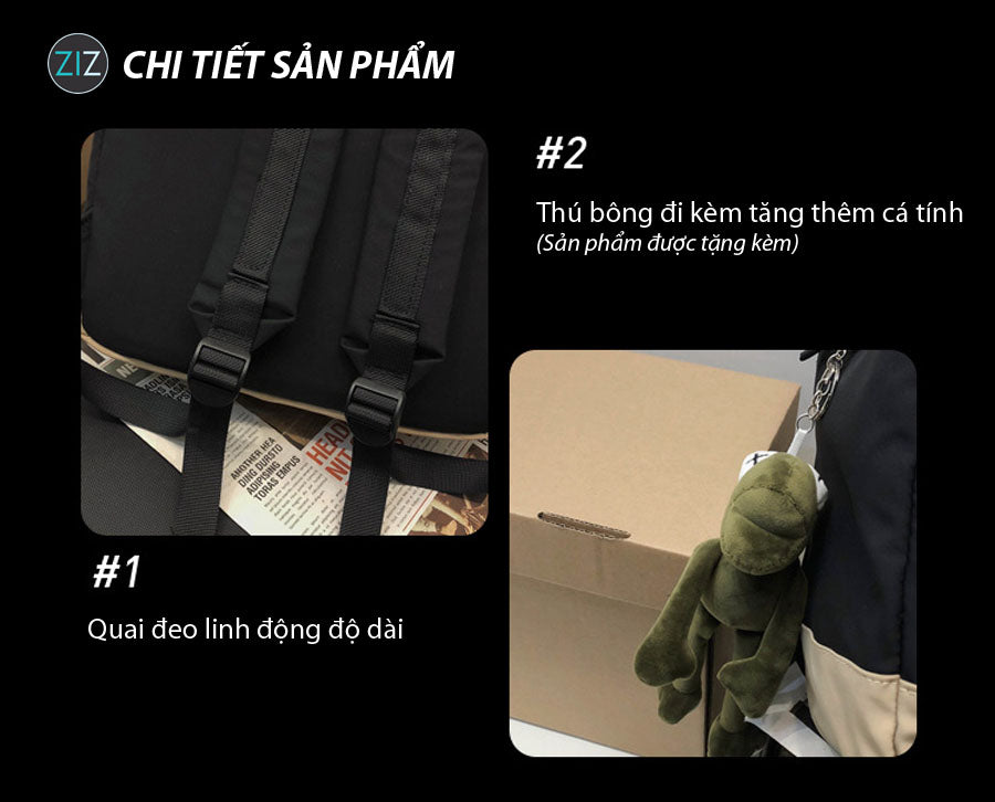 Balo thời trang nam nữ unisex basic, dây đeo vai êm ái, gắn móc khóa bên hông thêm cá tính, chất liệu vải chống thấm nhẹ