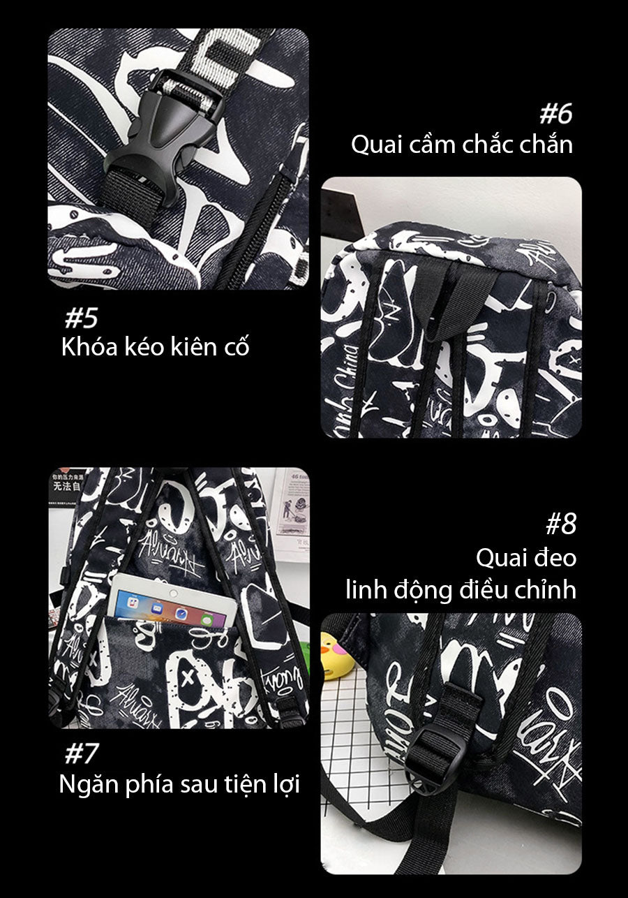 Balo chất lượng tốt, khóa kéo cứng cáp, quai đeo may chắc chắn, có ngăn đựng ipad phía sau chống trộm, quai đeo linh động