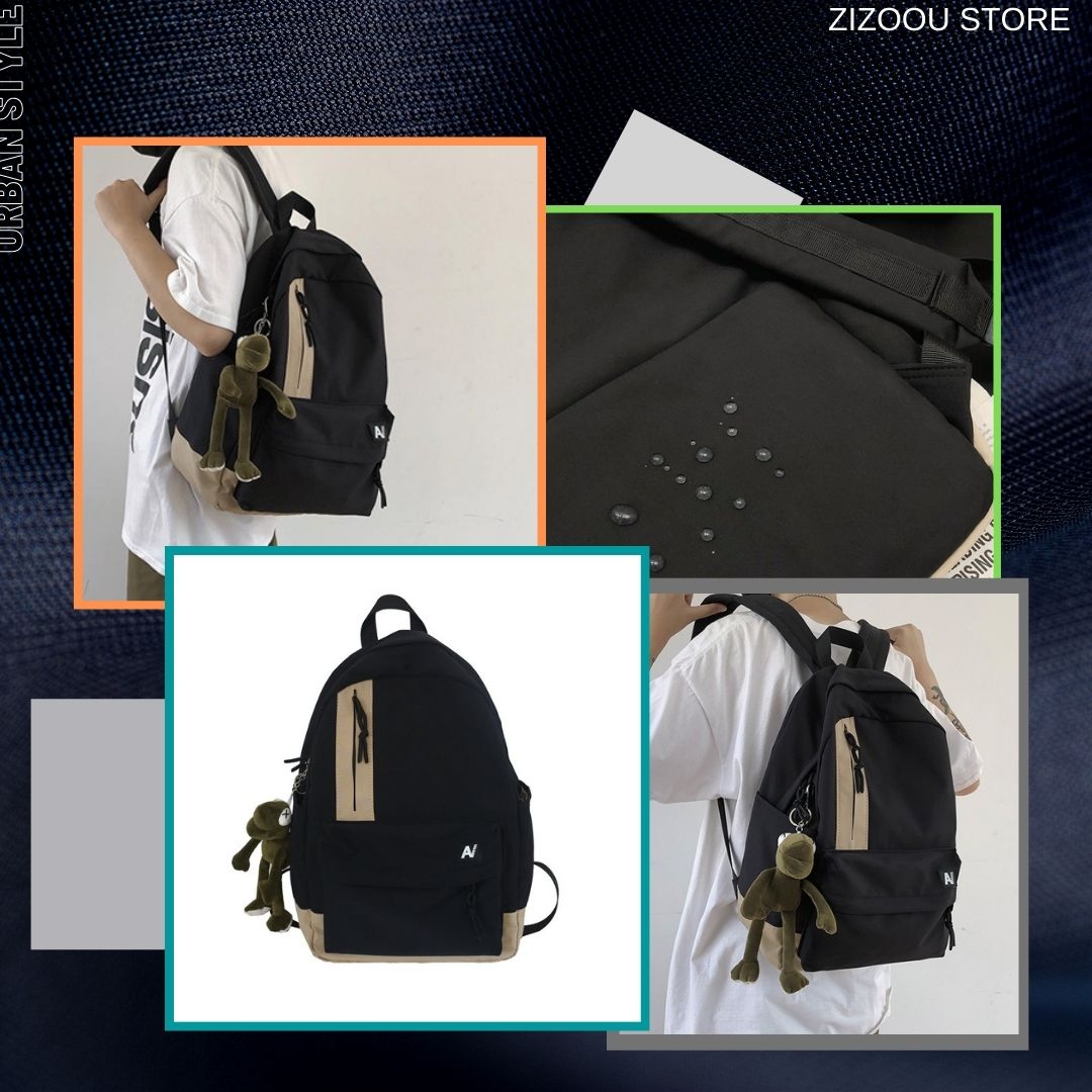 Ba lô màu đen thiết kế hiện đại trẻ trung, phù hợp đi học, làm việc, du lịch, kích thước size vừa, dây đeo vai thoải mái