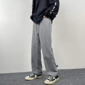 Quần Nam Nữ Baggy jean ống rộng màu xám cá tính, thiết kế suông thoải mái, mặc đi học, đi chơi, du lịch hoặc đi làm đều được