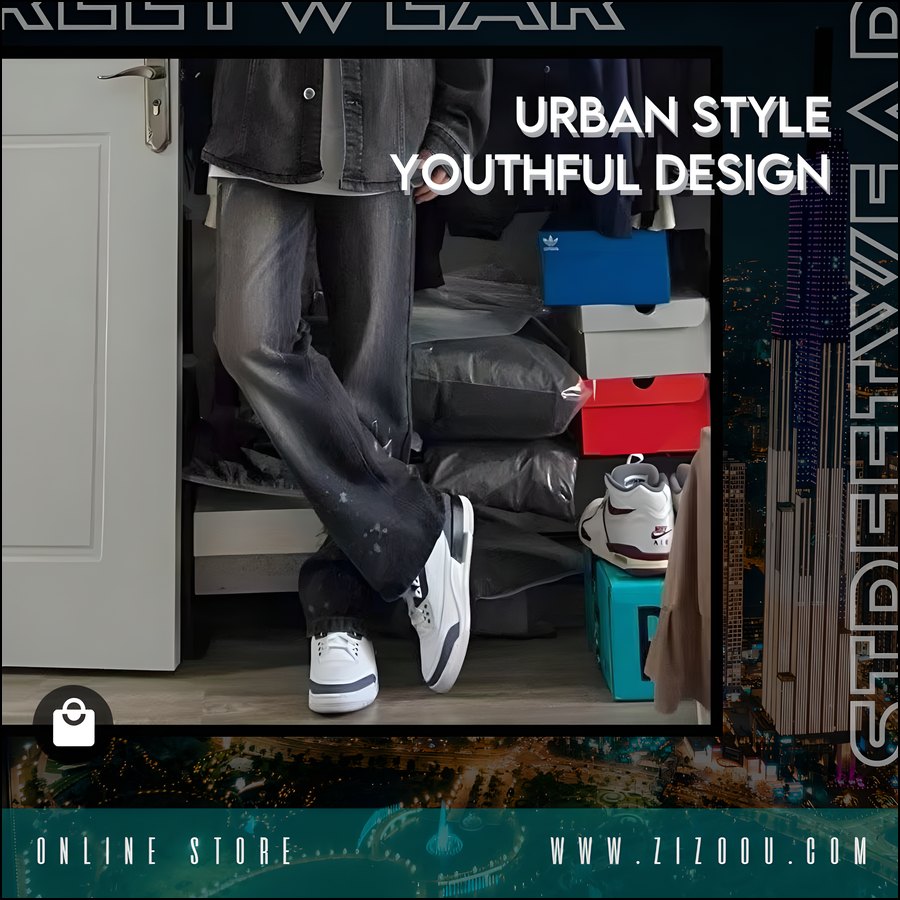 Quần Jean form vừa ống suông thời trang streetwear Hàn Quốc, vải denim cao cấp màu đen, phối đồ áo khoác jean đen và sneaker