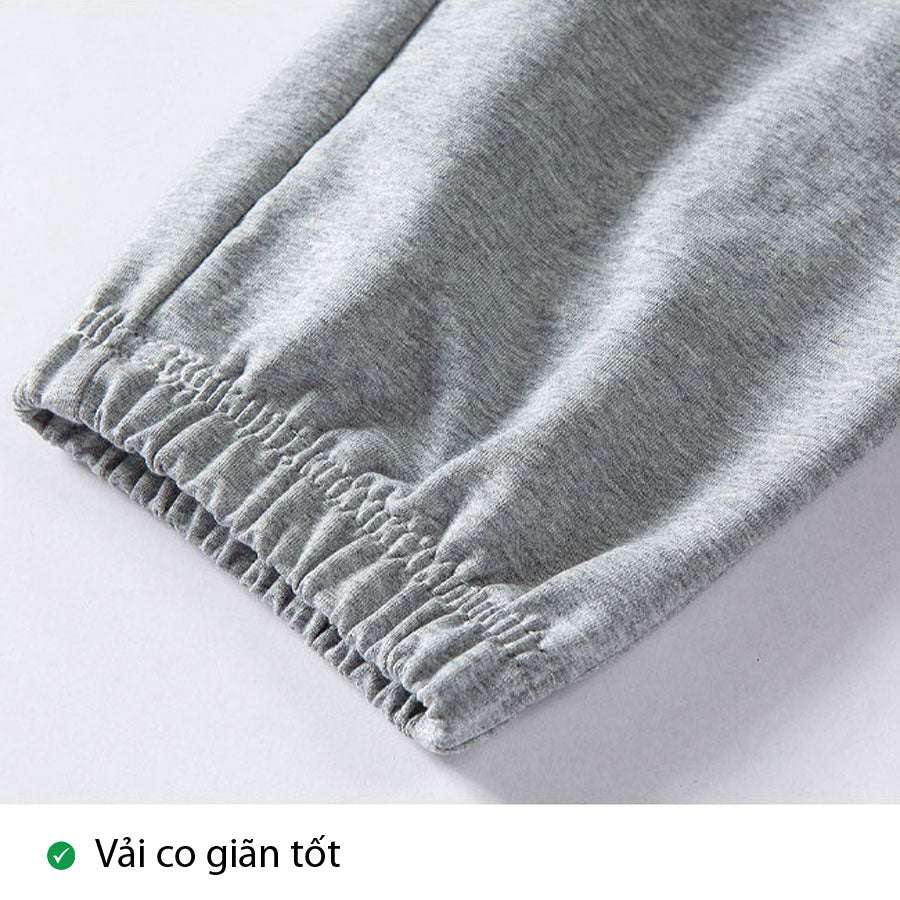 Quần thun nỉ phong cách thể thao có gấu quần bo chun