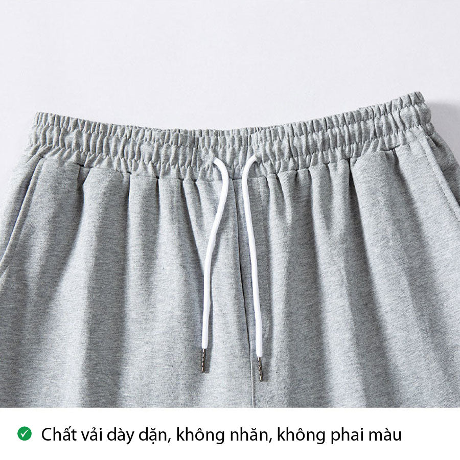Quần jogger thun nỉ có lưng thun và dây rút linh hoạt