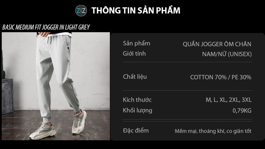 Quần Jogger Nam Nữ cao cấp xám, phong cách thể thao, vải nỉ co giãn, gấu bo, dễ phối với áo hoodie, áo thun, giày thể thao