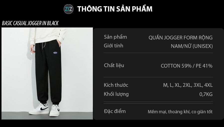 Quần Jogger Nam Nữ cao cấp thời trang Hàn Quốc, bo gấu gọn gàng, vải nỉ cao cấp, dễ phối đồ với áo sweater và giày sneaker