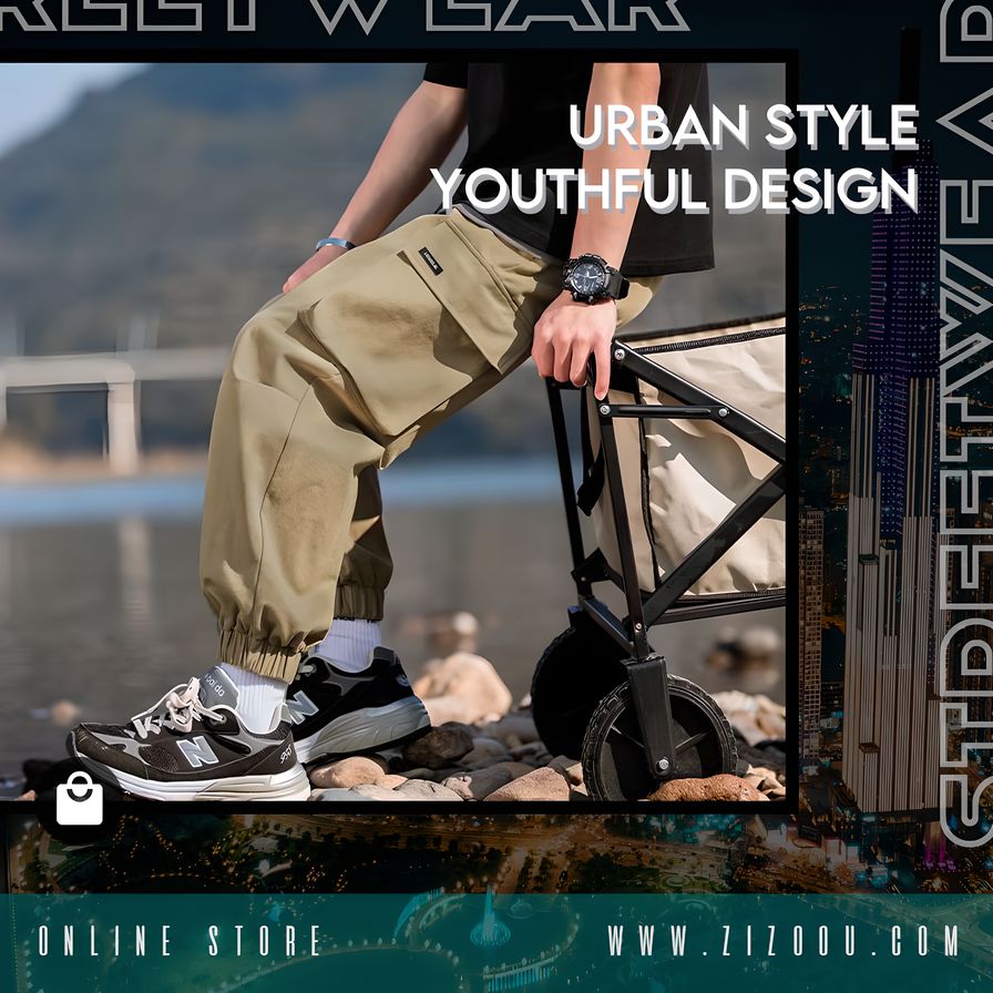 Quần Jogger Kaki Nam Nữ thời trang Hàn Quốc, cargo pants túi hộp bo chun gấu, màu be cá tính, dễ phối với áo thun và sneaker