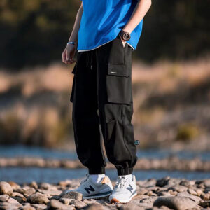 Quần Kaki Nam Nữ túi hộp ống rộng bó gấu, màu đen dễ mặc, vải kaki mềm bền chắc, phối đồ với áo thun và giày sneaker