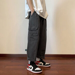 Quần hộp Kaki Nam Nữ dáng rộng suông, màu xám đậm phong cách streetwear, dễ kết hợp đồ mặc đi học, đi chơi, đi làm, dạo phố