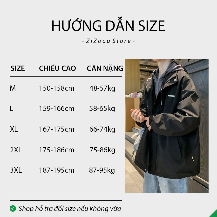 Hướng dẫn chọn size theo chiều cao cân nặng cho áo khoác thiết kết unisex phù hợp cho cả nam và nữ, phù hợp mọi vóc dáng