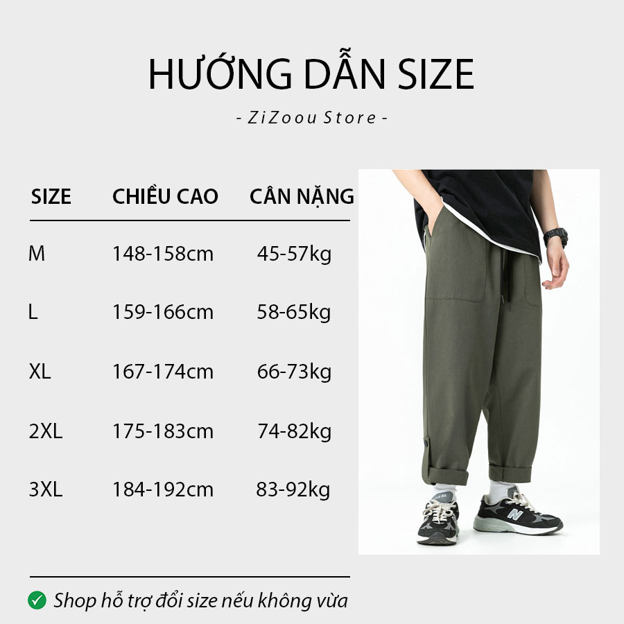 Bảng chi tiết size quần baggy nam nữ theo chiều cao và cân nặng, hướng dẫn chi tiết giúp chọn đúng mẫu phù hợp với vóc dáng