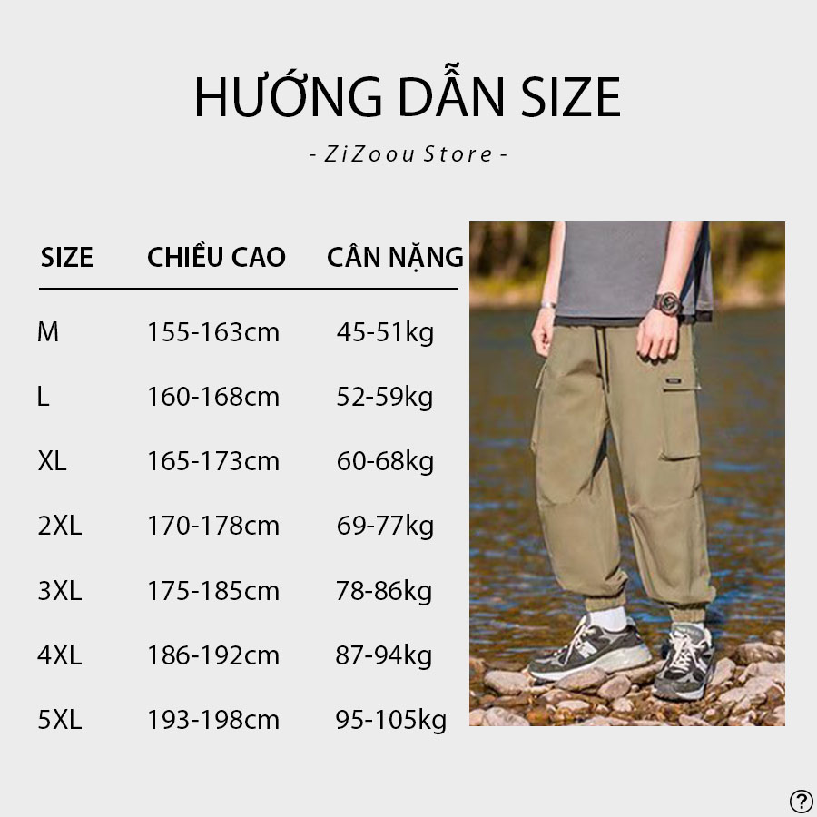 Bảng size quần hộp form rộng dành cho nam và nữ, dựa theo theo chiều cao cân nặng, có đủ size M, L, XL, 2XL, 3 XL 4XL 5XL