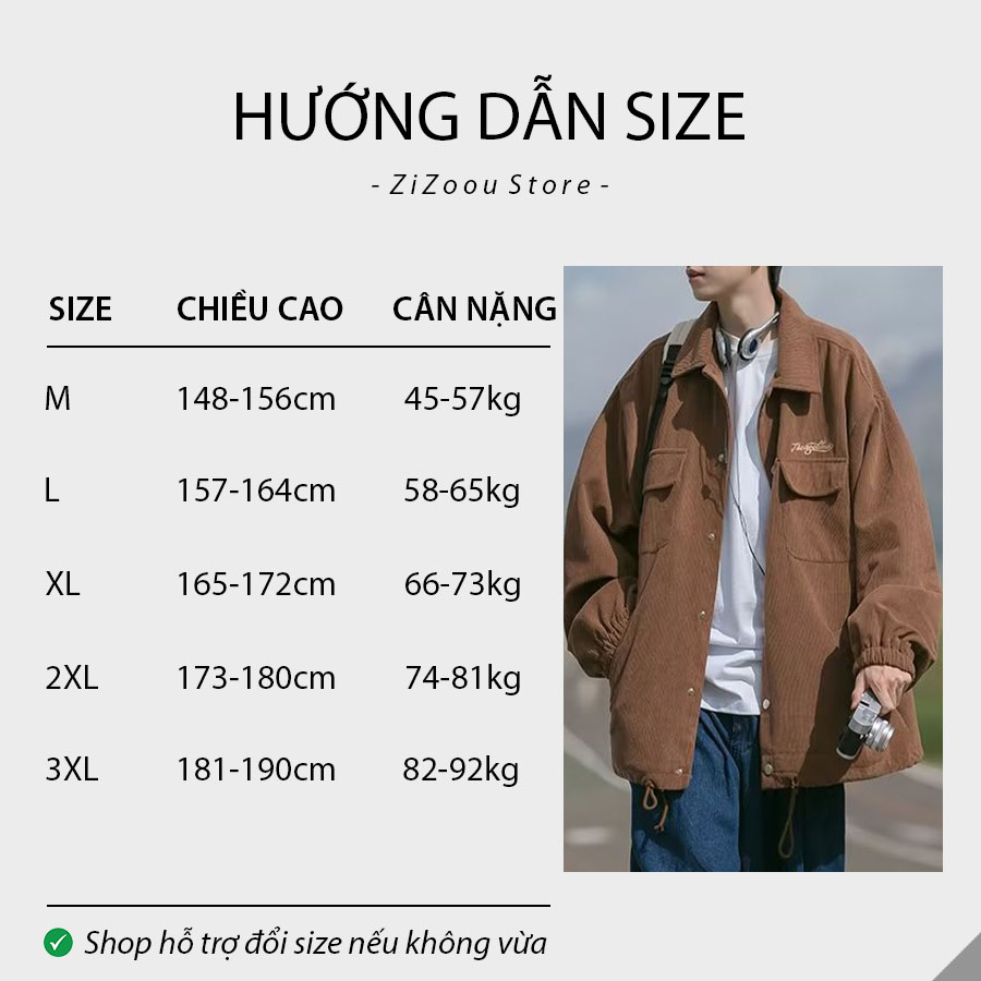 Cách chọn size phù hợp cho áo khoác sơ mi form rộng với nam và nữ theo chiều cao và cân nặng, phù hợp với từng dáng người