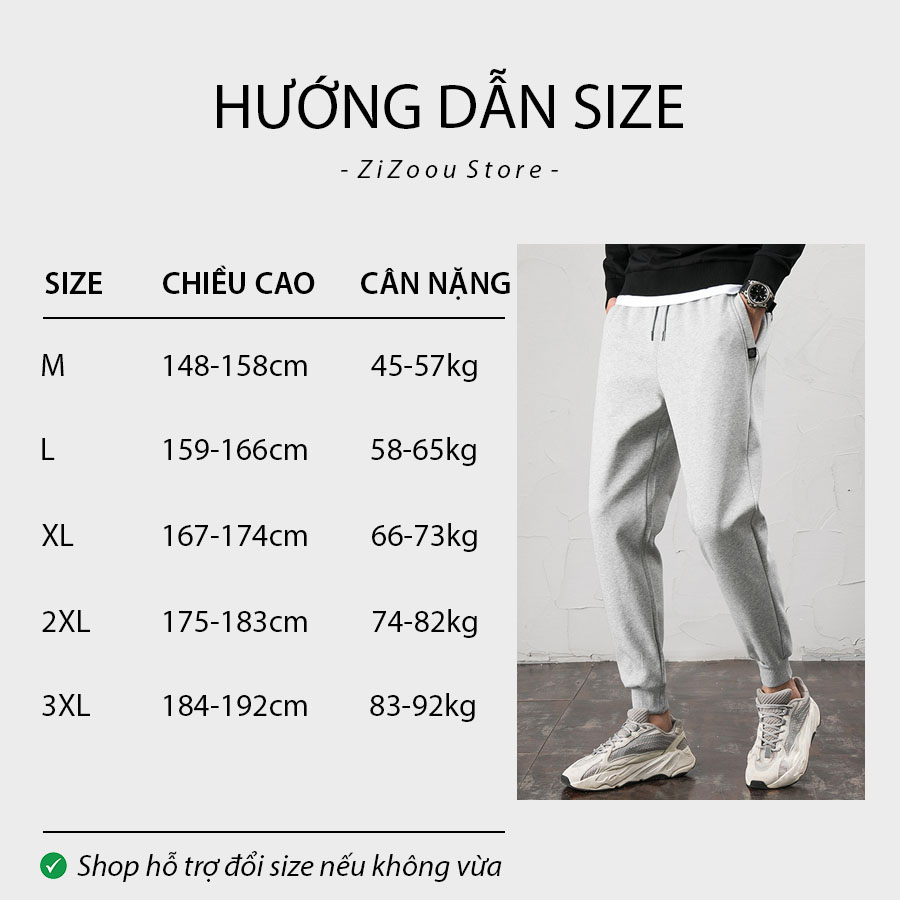 Chọn size quần jogger nam nữ form vừa, dựa theo chiều cao và cân nặng, hướng dẫn chi tiết giúp chọn đúng mẫu phù hợp nhất