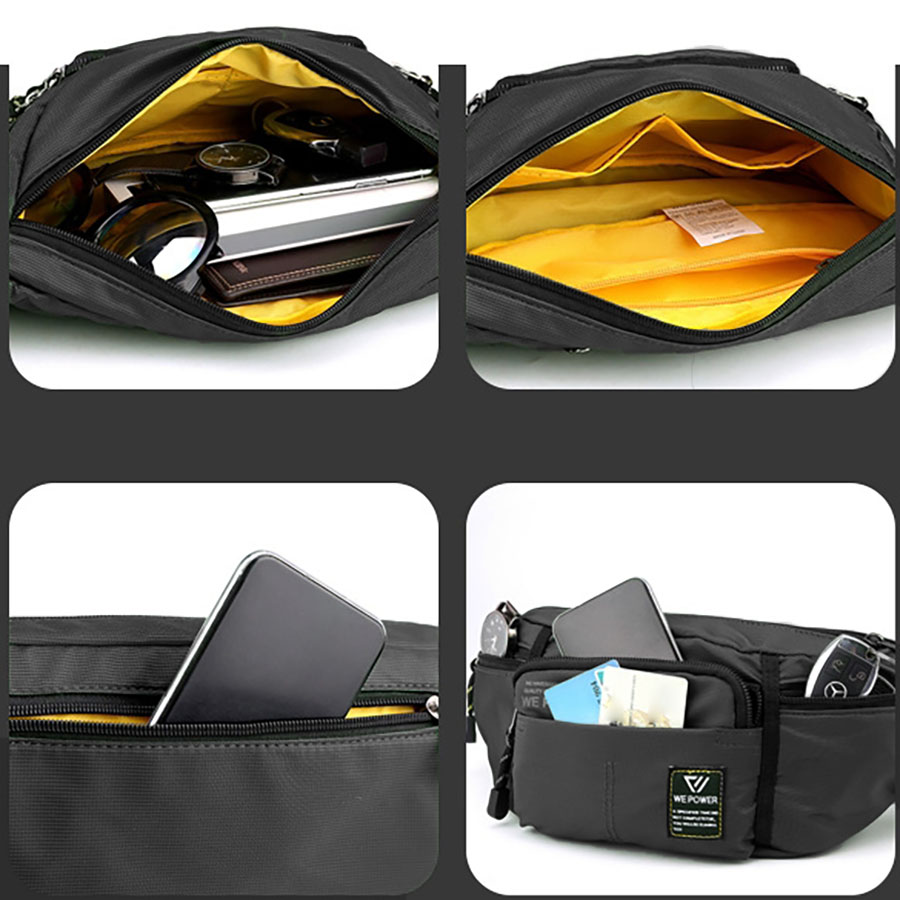 Túi bao tử quai chéo chắc chắn, giúp bảo vệ các vật dụng quan trọng trong những tình huống bất ngờ hoặc khi đi lại đông đúc