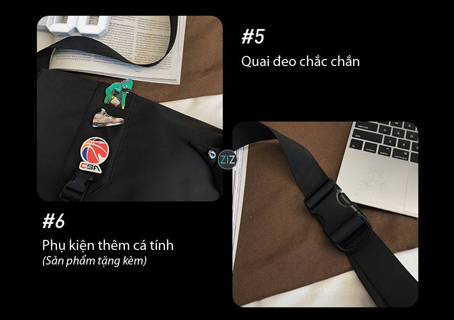 Túi đeo vai streetwear chất liệu chắc chắn, thiết kế dây đeo điều chỉnh, phù hợp cho phong cách năng động, cá tính