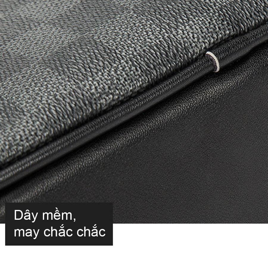 Túi nam nữ unisex thời trang với hoa văn caro đen sang trọng, chất liệu bền đẹp, đựng được ipad mini, điện thoại, ví tiền