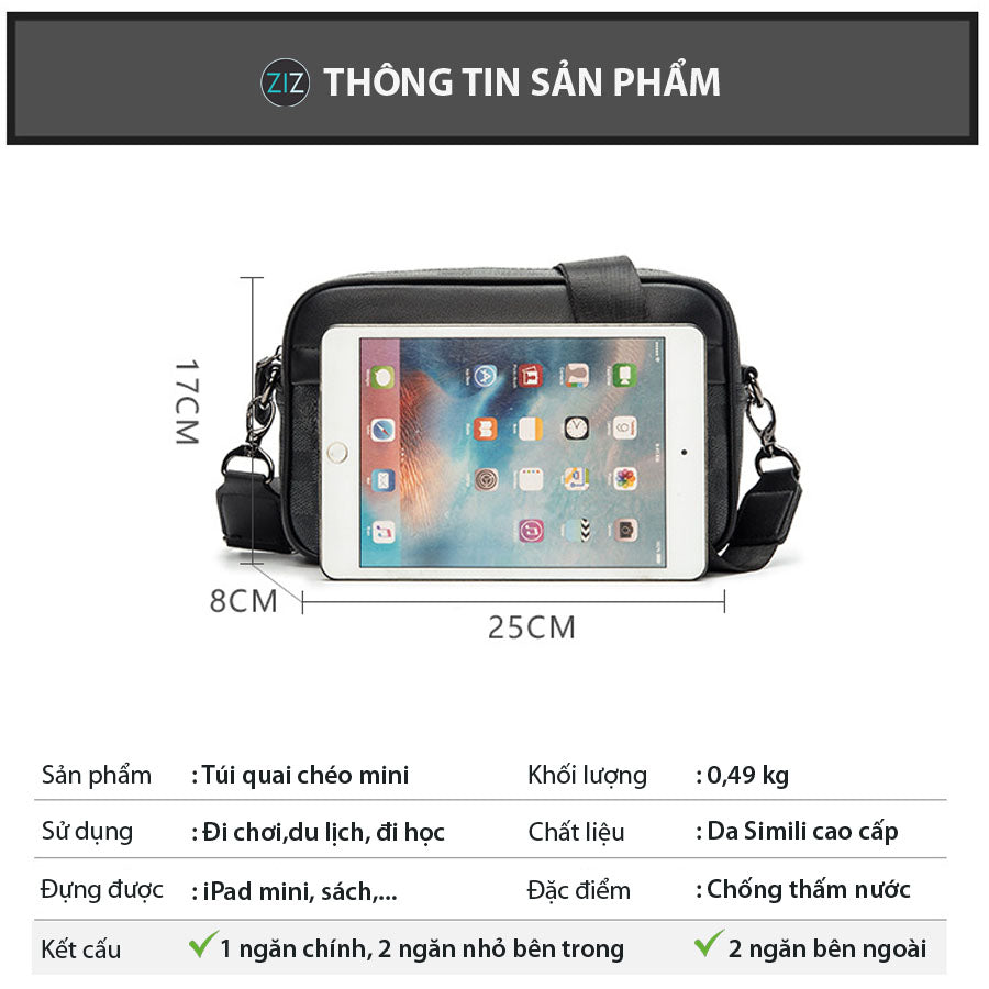 Túi đeo chéo kiểu dáng hiện đại, da PU chất liệu bền bỉ, thiết kế thời trang giúp bạn tự tin trong mọi hoạt động hàng ngày