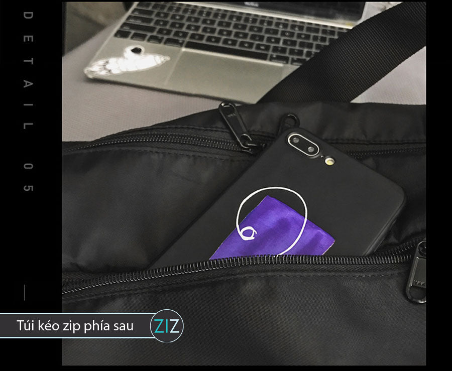 Túi chéo đa năng cá tính, thiết kế chắc chắn, chống nước nhẹ, ngăn kéo zip sau lưng chống trộm, nhiều ngăn nhỏ tiện lợi