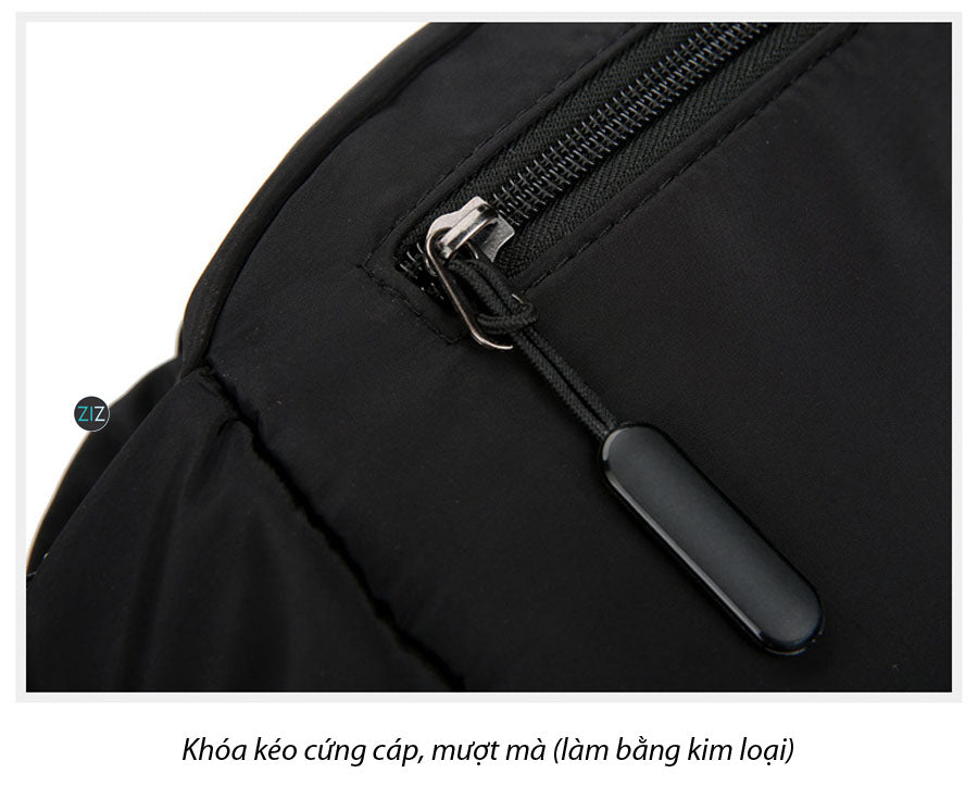 Túi đeo chống trộm với ngăn khóa kéo bảo vệ, giúp bạn an tâm khi mang theo các vật dụng quan trọng như ví và điện thoại