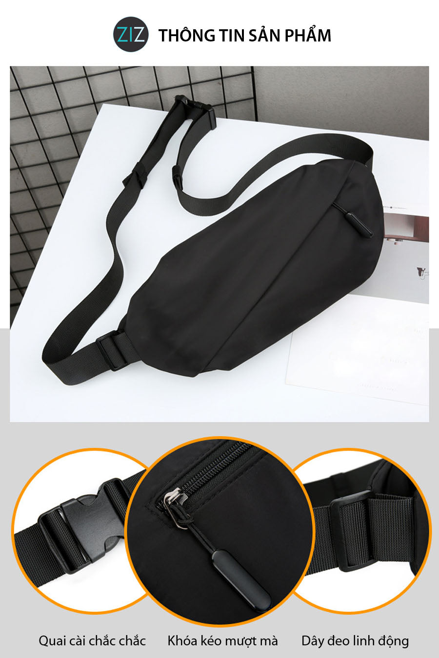 Túi đeo chéo thời thượng, kiểu dáng unisex nam nữ, ngăn chứa tiện lợi, thích hợp để đi làm, đi chơi, hoặc du lịch ngắn ngày