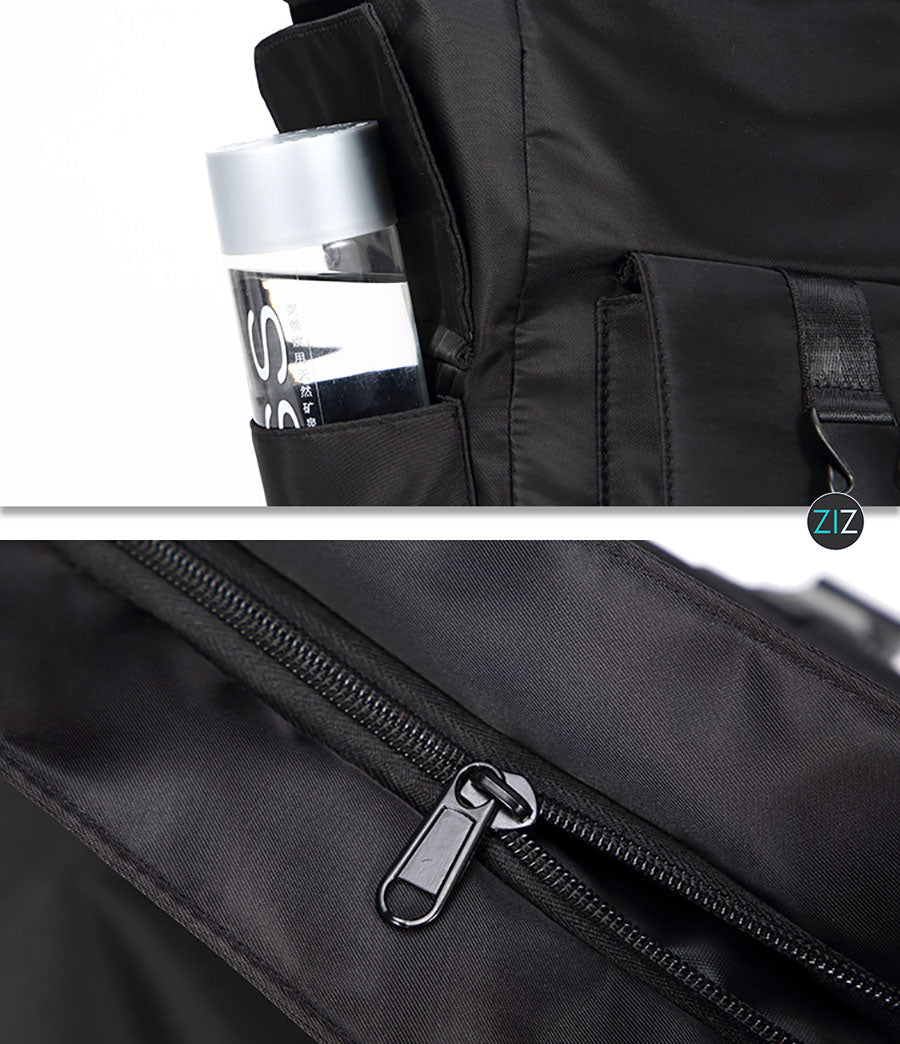 Túi nam nữ đeo chéo năng động với ngăn chứa lớn, khóa cài an toàn, có ngăn bên hông đựng bình nước, chất liệu chống thấm