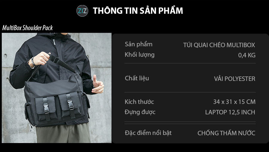 Túi đeo phong cách đường phố, chất liệu vải oxford bền bỉ, thiết kế hiện đại với ngăn chứa lớn, thích hợp cho mọi nhu cầu