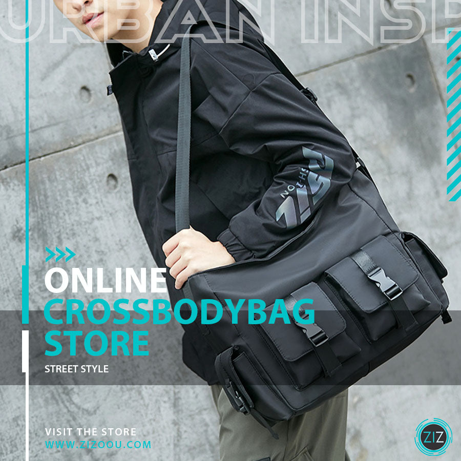 Túi messenger multibox đeo chéo nam nữ phong cách đường phố, có ngăn nhỏ phía trước, ngăn chứa rộng rãi, mang đi học, đi làm